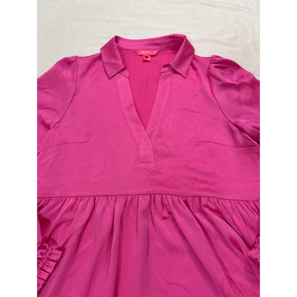 Lilly Pulitzer Womens 10 Pink Jaylene Long Sleeve Top Blouse Maximalist Preppy - Picture 4 of 9